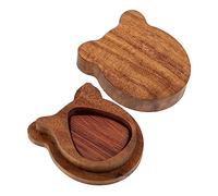 INOOMP Porte-médiator Bois pour Guitare Électrique avec Jeu de Médiators Folk Bois Massif Accessoire Pratique de Guitare