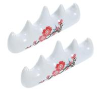 INOOMP Porte-pinceaux de Calligraphie en Céramique Blanc Design Antidérapant, Support 2pcs de Cinq Doigts pour Pinceaux de Sumi et Écriture à Domicile