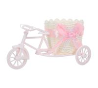 INOOMP Pot de Fleurs Tricycle Décoratif en Imitation Rotin Tressé, Petit Modèle Vague Rose 20 X 10 X 10 Cm, Jardinière Vintage pour Centre de Table Mariage et Décoration Intérieure