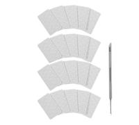 INOOMP Poussoir à Cuticules Double Tête en Métal Argenté avec Capacité de Ponçage, Outil Professionnel pour Manucure en Salon, Livré avec 20 Papiers Abrasifs Blancs