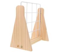INOOMP Présentoir à Bijoux avec Grille Minimaliste Blanche en Bois et Fer Socle en Bois Massif, pour Cadres Photo et Petites Œuvres d'art à Domicile ou Expositions