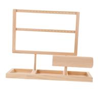 INOOMP Présentoir Bijou Bois Massif à Capacité Importante Support Multi-usage Avec Plateau Amovible Pour Boucles Oreilles Colliers Et Bracelets Organisateur De Bijoux De Bureau Double