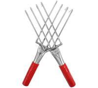 INOOMP Râteau à Coquillages en Acier Inoxydable Argenté, 2pcs, Léger 4 Dents Cueillette Côtière de Palourdes et Escargots de Mer