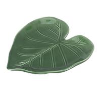 INOOMP Repose-Cuillère en Céramique Forme Feuille Monstera Résistant Haute Température Émail Facile Entretien Support Ustensiles et Porte-Sachet de Thé Décor Cuisine de Ferme pour Plan