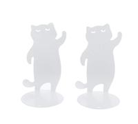 INOOMP Serrage-Livres Chat en Fer Blanc, Arrêt Décoratif pour Maison | Organise Magazines, CD et Dossiers, Forme Féline, Usage Bibliothèque ou Intérieur, Couleur Blanche