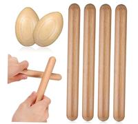INOOMP Set de Instruments de Musique Bois pour Garçon Fille Œufs Shaker et Bâtons de Rythme Jouets Éducatifs pour Coordination Main-œil pour Débutants et Entraînement Musical