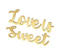INOOMP Set de Lettres Géantes en Bois Or pour Décoration de Table de Mariage, Panneau Love is Sweet en Bois Dense, Ambiance Romantique, pour Fête Prénuptiale et Saint-Valentin
