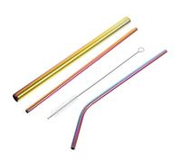 INOOMP Set de Pailles Métal Réutilisables avec Brosse de Nettoyage Pailles pour Jus et Boissons Froides Kit Portable pour Fête et Usage Quotidien