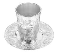 INOOMP Set de Tasse et Plateau Alliage de Zinc pour Vin Décoratif Coupe Kiddush Juive pour Pâque et Sabbat Accessoire Vin Traditionnel Cadeau de Fête