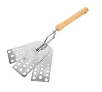 INOOMP Spatule à griller en acier inoxydable avec manche en bois, spatule à hamburger, grattoir, à crêpes pour barbecue et plaque de cuisson à dessus plat