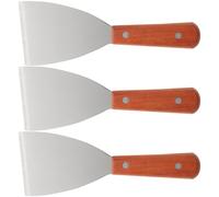 INOOMP Spatules Cuisine en Acier Inoxydable Lot de 3, Pelle Triangulaire Inclinée pour Griller et Racler Steak, Ustensile Solide Multifonction pour Barbecue et Cuisson Maison