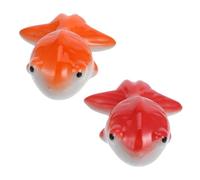 INOOMP Statues Poissons Flottants Porcelaine Lot de Ornements Décoratifs Rouge et Orange pour Étang de Jardin Aquarium Maison
