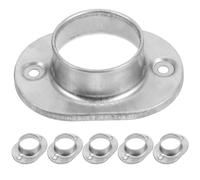 INOOMP Support de Poteau Rond en Acier Zinc 48mm, Base Stable pour Tube Extérieur Argenté, Embase de Fixation Résistante aux Conditions Extérieures, Pack de 6 Pièces