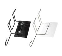 INOOMP Support Mural Adhésif sans Perçage pour Sèche-cheveux, Lot de 2 Supports Universels en Inox Noir et Transparent, Accessoires de Rangement Pratiques pour Salle de Bain, la Cuisine