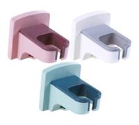 INOOMP Support Mural pour Sèche-cheveux 3 Pièces Blanc, Bleu Clair et Rose Pâle Rangement sans Perçage, Compatible la Plupart des Sèche-cheveux, Organiseur Pratique pour Salle de Bain