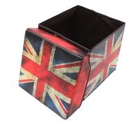 INOOMP Tabouret de Rangement Pliant Style Vintage avec Drapeau Britannique Coffre de Rangement Multifonction pour Salon et Chambre Siège Pratique et Léger