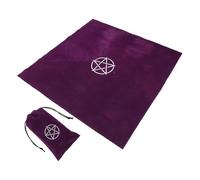 INOOMP Tapis de Divination Pentagramme Violet 60X60 CM en Velours Pochette à Cordon 11,5X18 CM pour Cartes de Tarot et Accessoires de Magie, pour Tirages de Tarot à Domicile