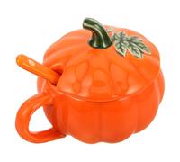 INOOMP Tasse à café Halloween : Tasse à thé en céramique citrouille 250 ml avec cuillère - Tasse à motif Happy Halloween pour les petits-déjeuners d'automne