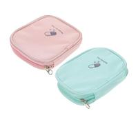 INOOMP Trousse de Portable 2 Pièces Légère en Polyester Solide, Couleurs Vert Clair et Rose Clair, pour Voyages, Camping et Randonnée, Rangement Compact pour Urgences