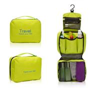 INOOMP Trousse de Toilette de Voyage Étanche en Polyester Oxford Solide Fermeture Éclair et Sangle Main, Compartiments Multiples pour Camping et Activités Outdoor