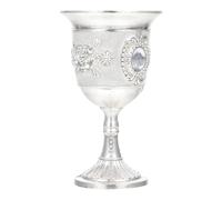 INOOMP Verre à Vin Européen en Métal Argenté, Petit Gobelet Décoratif à Pied, Motif Rosace Vintage, Multifonction pour Vin, Whisky et Cocktails, Accessoires pour Restaurants et Maison,