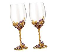 INOOMP Verre à Whisky et Vin Doré Lot de 2 Motif Iris Émaillé pour Présent Mariage et Usage Maison Bar Fête