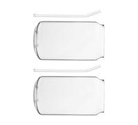 INOOMP Verres Résistants la Chaleur 350 Ml Pailles Réutilisables, Lot de 4 Set de Gobelets en Verre Transparent pour Café, Thé et Cocktails, Maison et Divertissement