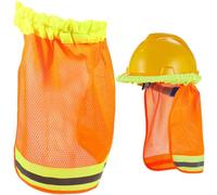 INOOMP Visière Réfléchissante Orange Fluo en Maille pour Casque de Chantier, Protection Solaire et Cervicale Respirante, Accessoire Sécurité pour Travailleurs du Bâtiment