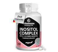 Inositol 240 Gélules, 2100mg Myo-Inositol + D-Chiro-Inositol avec Vitamine B6, Acide Folique et Chrome, Équilibre Hormonal et SOPK (80 Jours), Végan, Sans Additifs