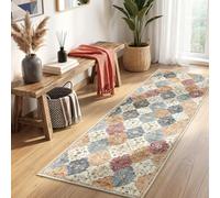 INOVADAY Boho Tapis de Salon Lavable en Machine 80x150 cm Orange/Rouge