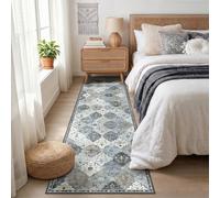 INOVADAY Boho Tapis de Salon Lavable en Machine 80x250 cm Gris/Marron