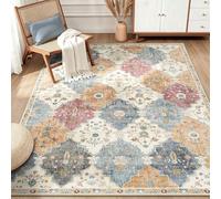 INOVADAY Boho Tapis de Salon Lavable en Machine 90x150 cm Orange/Rouge