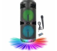 inovalley Enceinte Bluetooth sans Fil 450W karaoké USB Tuner FM LED Noir KA03-XXL