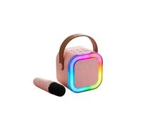 INOVALLEY Karaoké Bluetooth Rose 10W avec Micro Sans Fil Lumières LED RGB Batterie Rechargeable