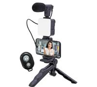 Kit vlogging avec lampe, micro, trépied, télécommande et pince pour smartphone Inovalley