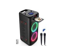 INOVALLEY MS06-CD-XXL Enceinte autonome LED 1000W Bluetooth 5.0 Lecteur CD Karaoké 2 Micros Radio FM USB 32G