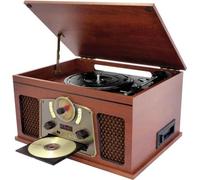 INOVALLEY RETRO10E-BTH-N - Chaîne Hi-fi rétro - Connectivité bluetooth, USB, Vinyles, CD, K7 audio, Radio FM, Aux-In - Bois vieilli
