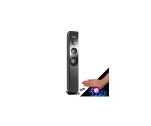 INOVALLEY Tour de Son Blacktower Lecteur CD, Colonne Bluetooth, FM et USB, 100W, télécommande, Jeux de lumières Bagues LED en Cadeaux