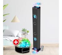 INOVALLEY Tour de Son HP58BTH, Lumière LED Multi-Rayons, Bluetooth, Radio FM, AUX - 60W, Jeu de lumière Boule LED, Chambre Salon