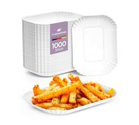 Inoverse 1000 Barquettes en Carton Écologiques, Assiettes Jetables 17,5 x 13 x 3 cm, Plateau en Papier pour Frites et Snacks, Vaisselle Jetable pour Fêtes