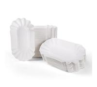 Inoverse 250 Barquettes en Carton Écologiques, Assiettes Jetables 17 x 10 x 3 cm, Plateau en Papier pour Frites et Snacks, Vaisselle Jetable pour Fêtes, KUOB