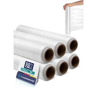 Inoverse 6 Rouleaux de Film Étirable Transparent 50cm/2kg, Film pour Meubles & Déménagement, Film pour Palettes, Film Étirable Manuel, Film d’Emballage en Rouleau, Matériau d’Emballage