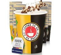 Inoverse Gobelets Jetables en Carton 300 ml - Pour Café et Thé à Emporter - Tasses en Papier Diamètre 90 mm, 12 Pièces