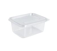 Inoverse Lot de 100 gobelets rectangulaires avec couvercle à suspendre - 2000 ml - Gobelets à salade rectangulaires transparents en PET - Récipients en plastique pour aliments