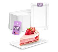 Inoverse Lot de 1000 Assiettes Jetables en Carton Blanches - Respectueuses de l'Environnement, Vaisselle à Gâteau, Rectangulaires 13 x 20 cm