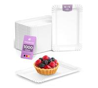 Inoverse Lot de 1000 assiettes jetables en carton blanches - Vaisselle de fête écologique - Assiettes à gâteau - Assiettes jetables en carton - Assiettes en carton - Assiettes carrées - 10 x 16 cm