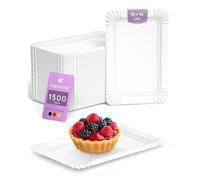 Inoverse Lot de 1500 Assiettes Jetables en Carton Blanches - Vaisselle de Fête Écologique - Carrées 10 x 16 cm - Pour Gâteau et Occasions Spéciales