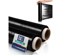 Inoverse Lot de 2 rouleaux de film étirable noir pour meubles et déménagements - 50 cm / 1,5 kg