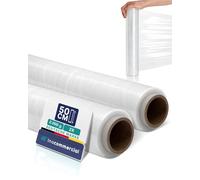 Inoverse Lot de 2 rouleaux de film étirable transparent pour meubles et déménagements, pour palettes, film d'emballage en rouleau, matériau d'emballage, 50 cm/2 kg