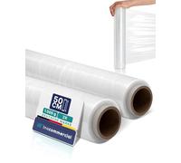 Inoverse Lot de 2 rouleaux de film étirable transparent pour meubles et déménagements, pour palettes, film d'emballage en rouleau, matériau d'emballage, 50 cm/1,5 kg